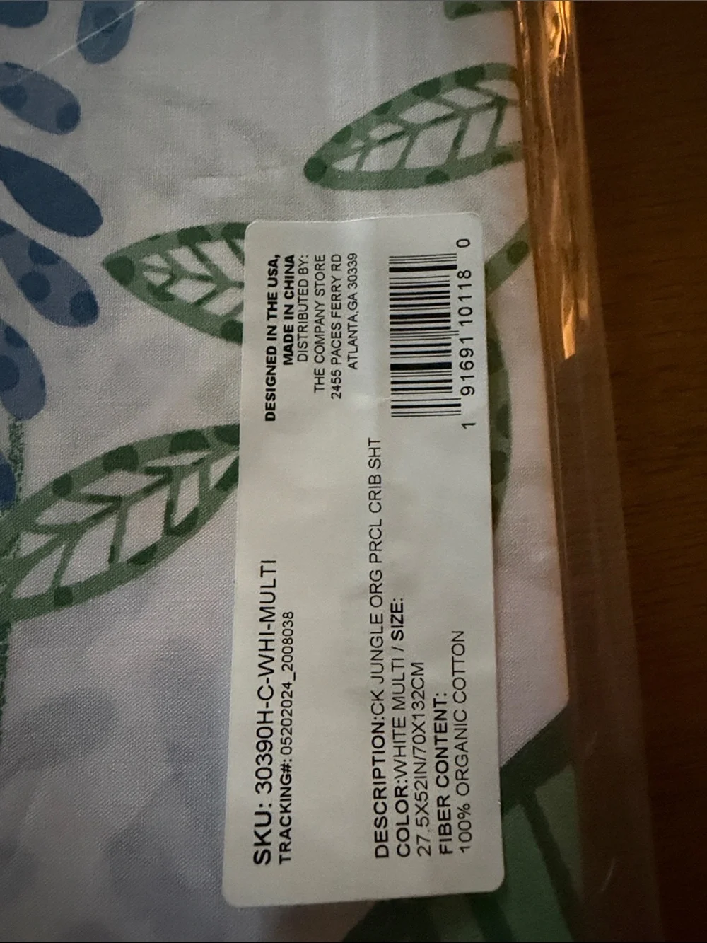 BRAND NEW (never even opened) Organic Cotton Percale Crib Sheet - Jungle